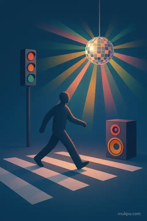A pedestrian crossing that erupted into spontaneous disco lights after midnight