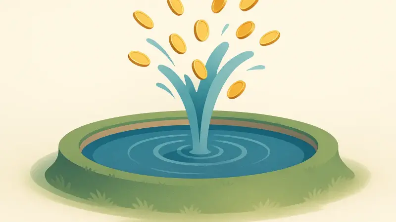 A pond that spits out coins every few summers