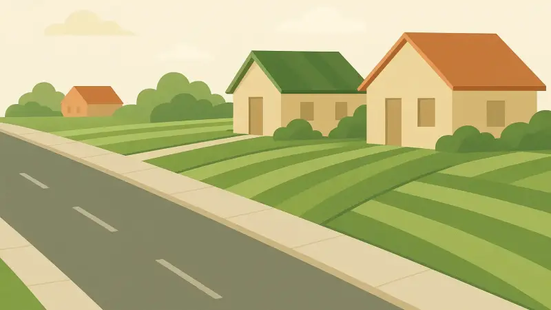 A street whose lawns rearrange their stripes overnight