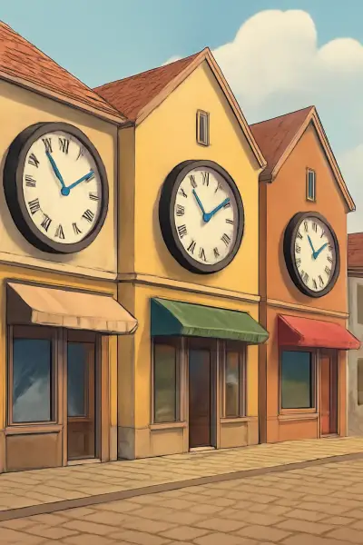 A town that kept changing clocks so shops never opened the same hour