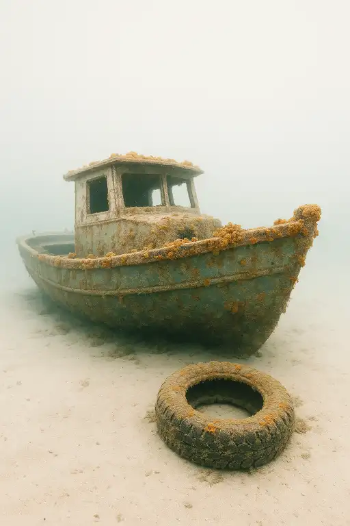 How abandoned boats and tires turn into accidental reefs