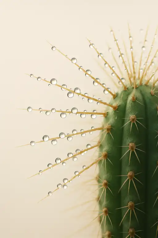 How cactus spines harvest fog into tiny water droplets