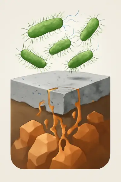 How microbes dissolve concrete to access buried minerals