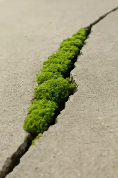 How moss chooses the perfect sidewalk crack to colonize