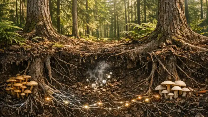 How trees and fungi swap carbon and signals through underground networks