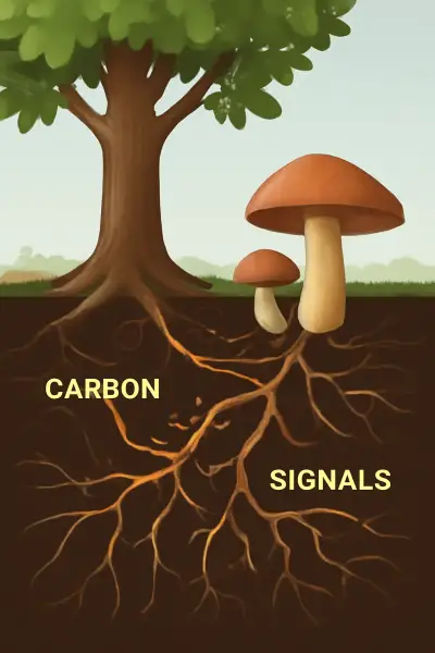 How trees and fungi swap carbon and signals through underground networks