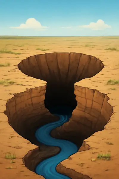 How underground rivers trigger sudden sinkholes in flat landscapes