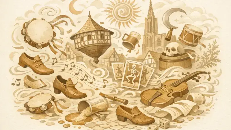 Editorial illustration for: The dancing plague that seized Strasbourg in the 16th century (History’s Odd Moments)