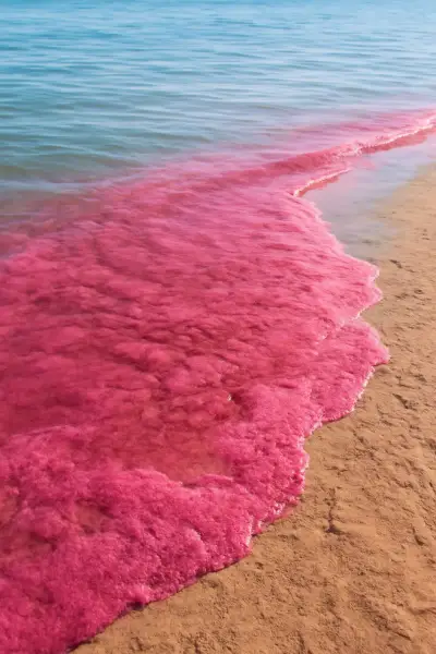 The algae that turns shorelines bright pink and how its bloom works