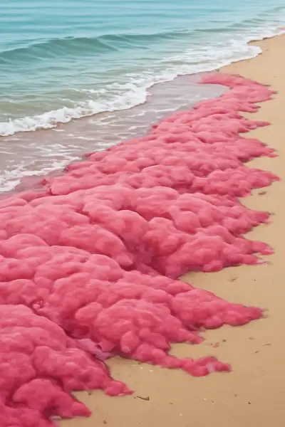 The algae that turns shorelines bright pink and how its bloom works
