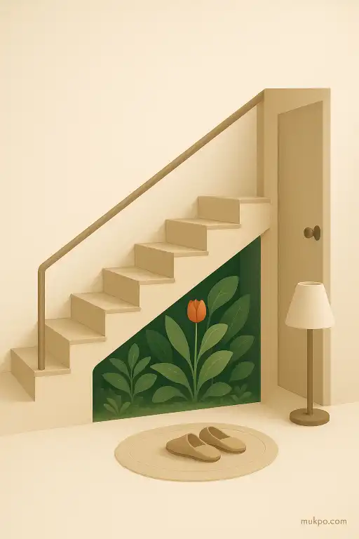 The apartment with a hidden garden growing beneath a stairwell