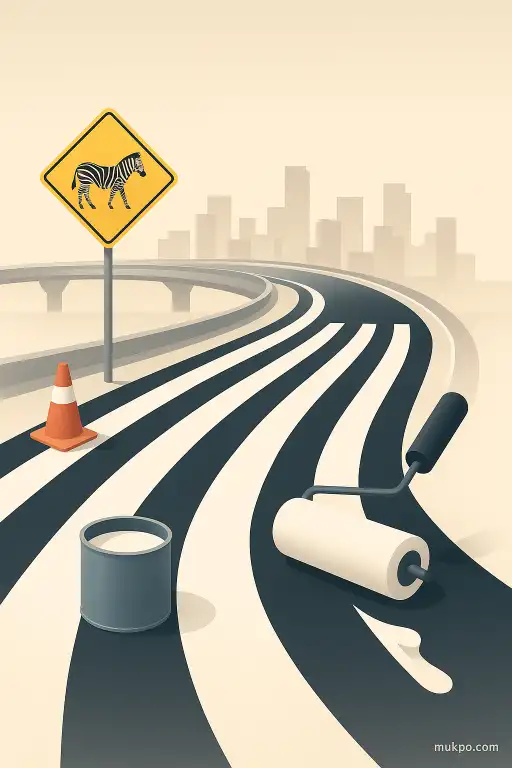 The city that repainted a highway overnight to look like a giant zebra