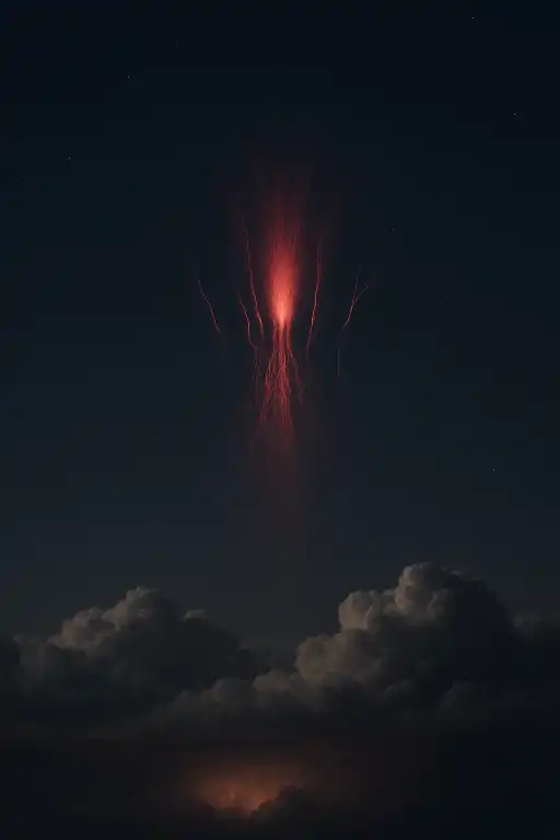 What causes red sprites to flash above thunderstorms