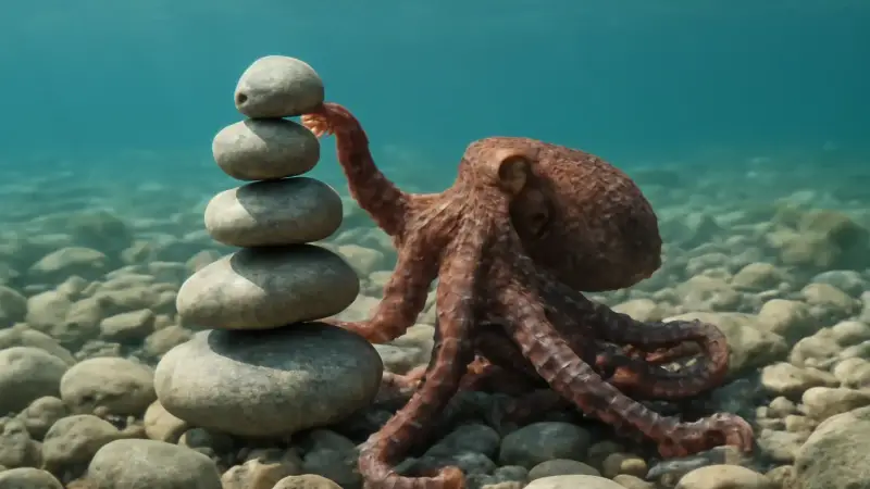 Why some octopuses stack stones to build dens
