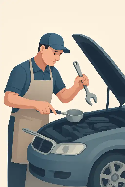 A mechanic who fixes cars using only kitchen utensils