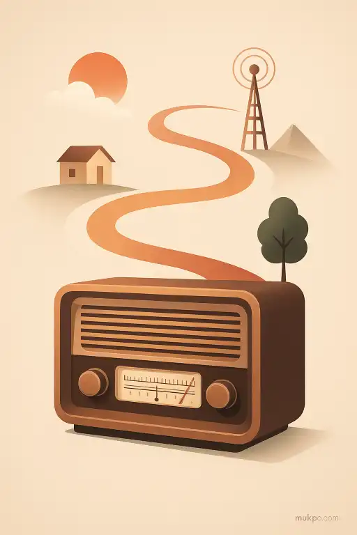 An old radio that plays broadcasts from distant towns at random