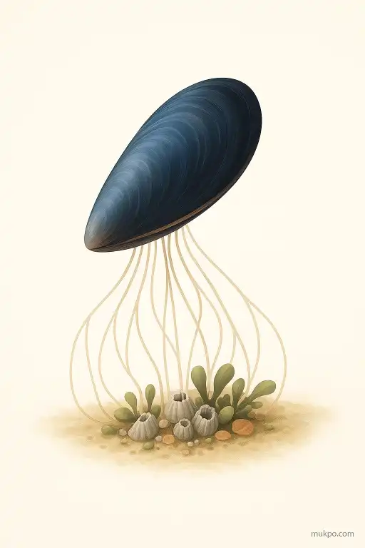 How mussel byssal threads anchor entire intertidal communities