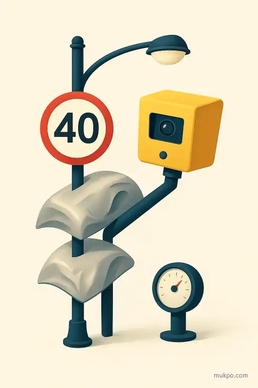 The lamppost used as an informal speed detector after repeat dents proved a pattern