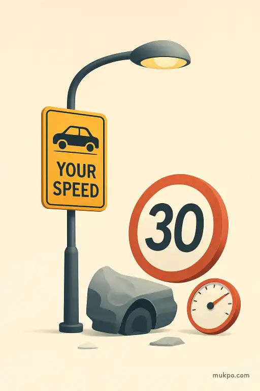 The lamppost used as an informal speed detector after repeat dents proved a pattern