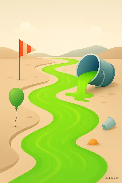 The river that briefly runs neon green after a festival dye washout