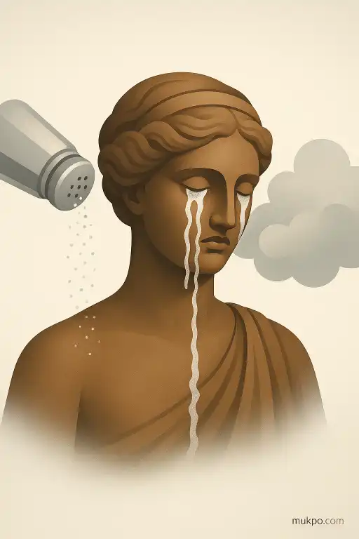 The statue whose bronze weeps salty streaks after foggy nights