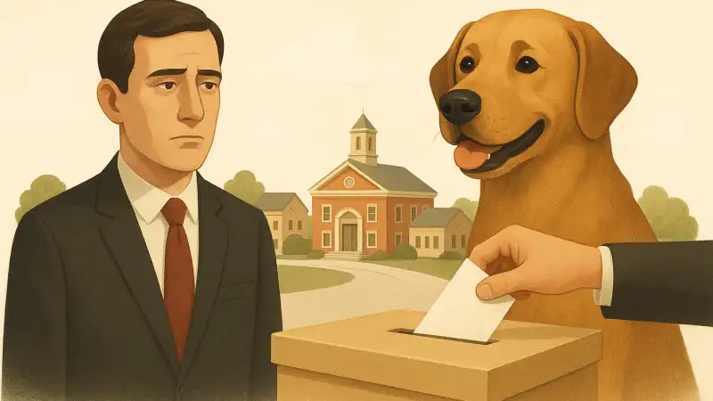 The town that held an election where a dog outpolled a human candidate