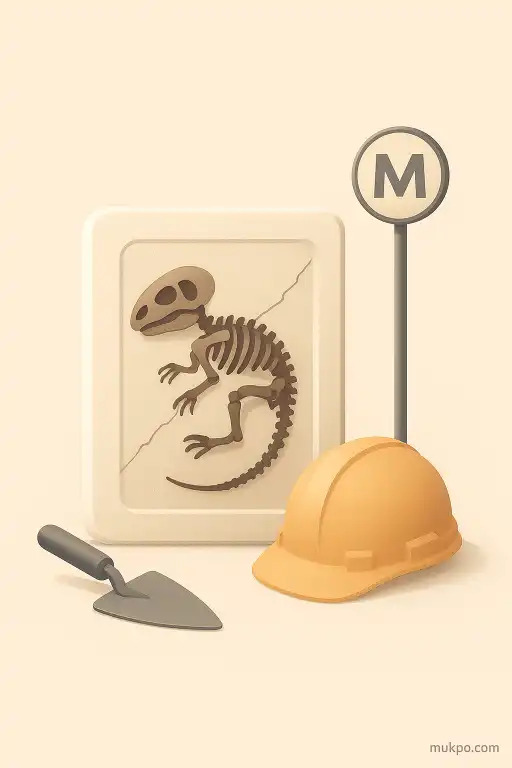 A subway tile with a fossil trapped inside it since the station was built