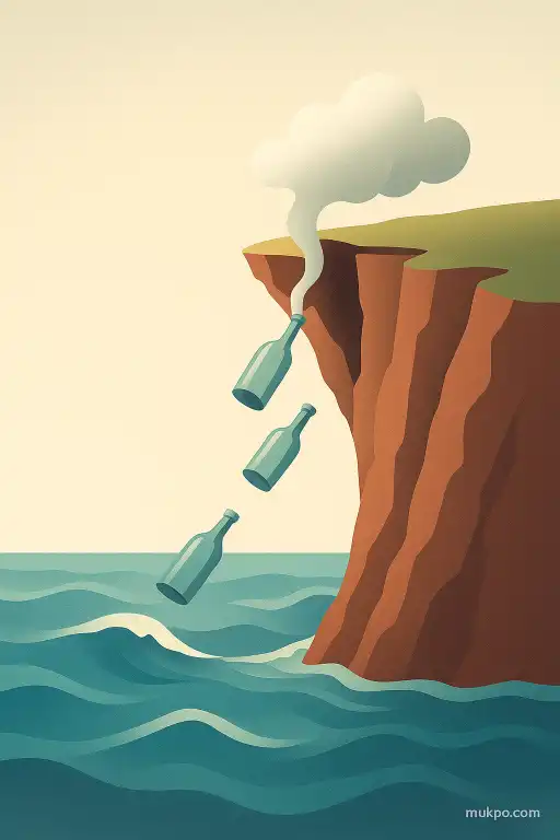 The cliffside that coughs up bottles after every high tide