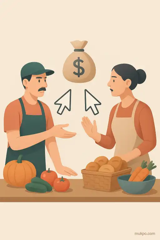 The market where vendors haggle using a click language