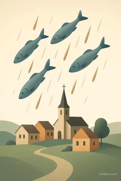 A village where fish rain down after storms