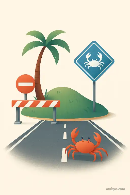 An island that stops traffic for migrating crabs