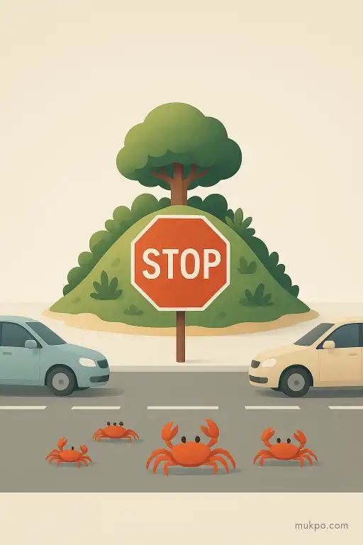 An island that stops traffic for migrating crabs