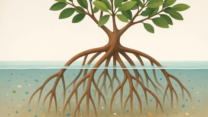 How mangrove roots act like natural filters for microplastics