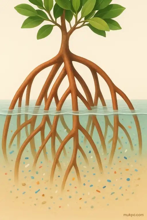 How mangrove roots act like natural filters for microplastics