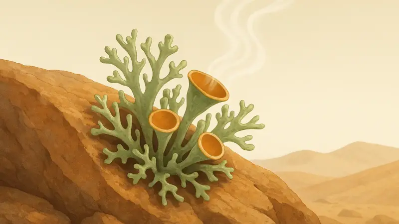 The lichen that drinks rock vapor to survive deserts