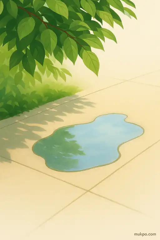 Why sidewalk puddles vanish faster under leafy trees