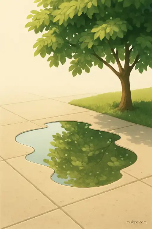 Why sidewalk puddles vanish faster under leafy trees