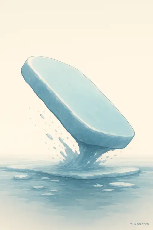 Why spinning ice slabs can flip and launch during a thaw