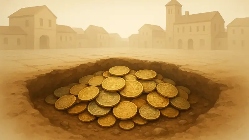 A hoard of century old coins uncovered beneath a town square