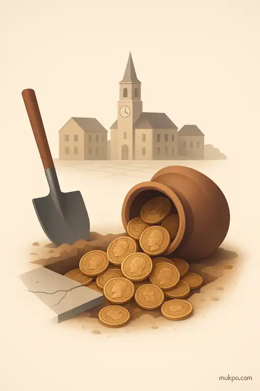 A hoard of century old coins uncovered beneath a town square