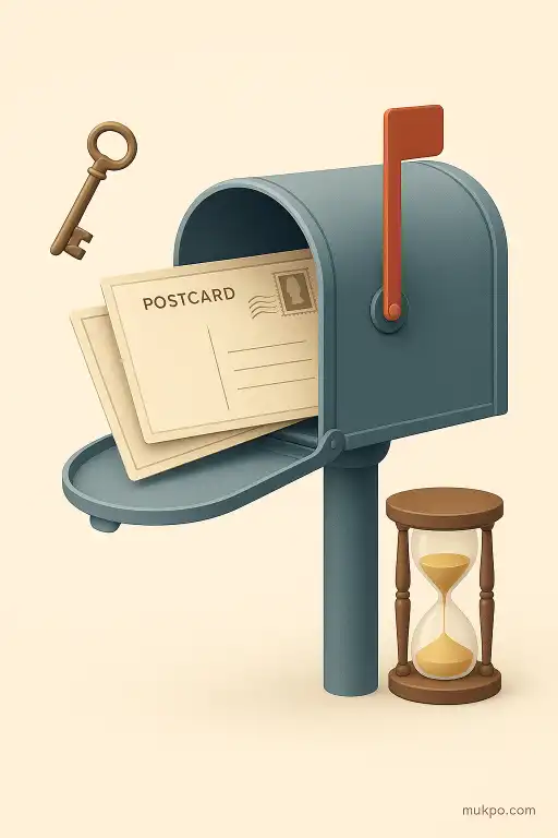 A mailbox that returned postcards stamped before anyone living remembered