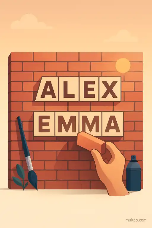 A street mural that rearranges its bricks to spell new names at dawn