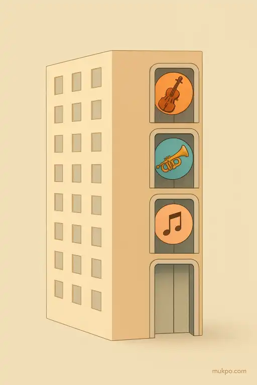 The apartment building where each elevator responds only to a specific melody