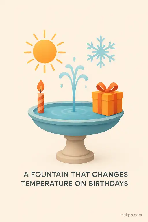 A fountain that changes temperature on birthdays