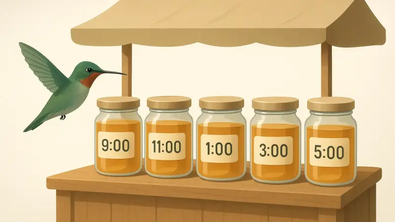 A market that sells jars labeled with the exact hour they were opened