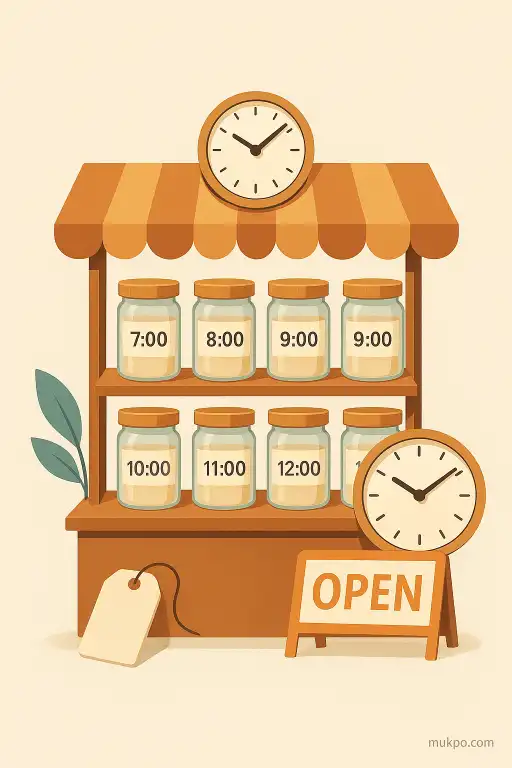 A market that sells jars labeled with the exact hour they were opened