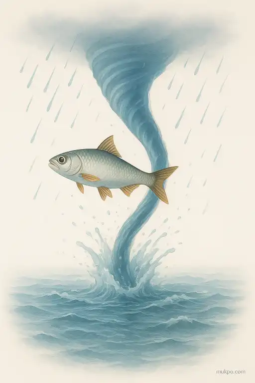How waterspouts lift fish into sudden rains