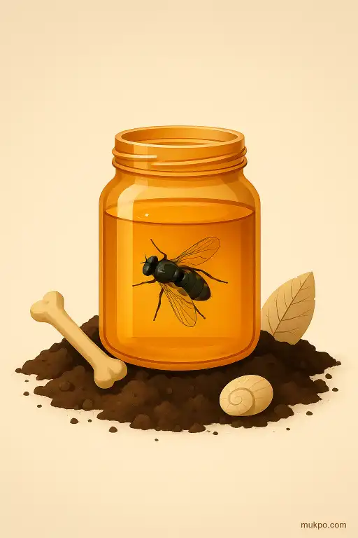 A jar of honey unearthed with a perfectly preserved fly from a species thought extinct locally