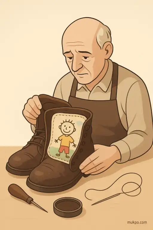 A shoemaker who found a child’s drawing hand-stitched inside a pair of century old boots