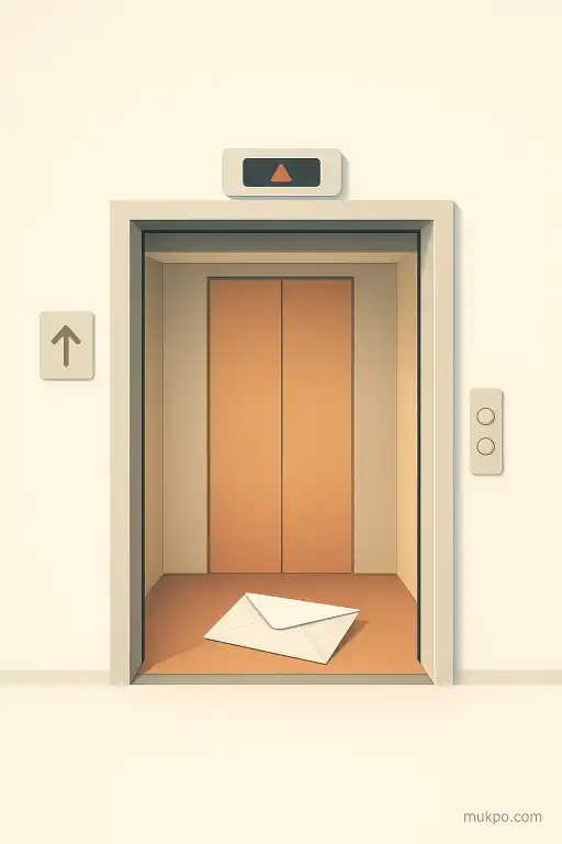 An elevator that stops for no passengers and opens to reveal a single folded note on the floor